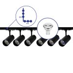 Complete Set 1-Phase Rail L 1 x 2 Meter Black | incl. 6x Spot + GU10 2700K 3W Dimmable + End Cap, Power Connector and L -Connector